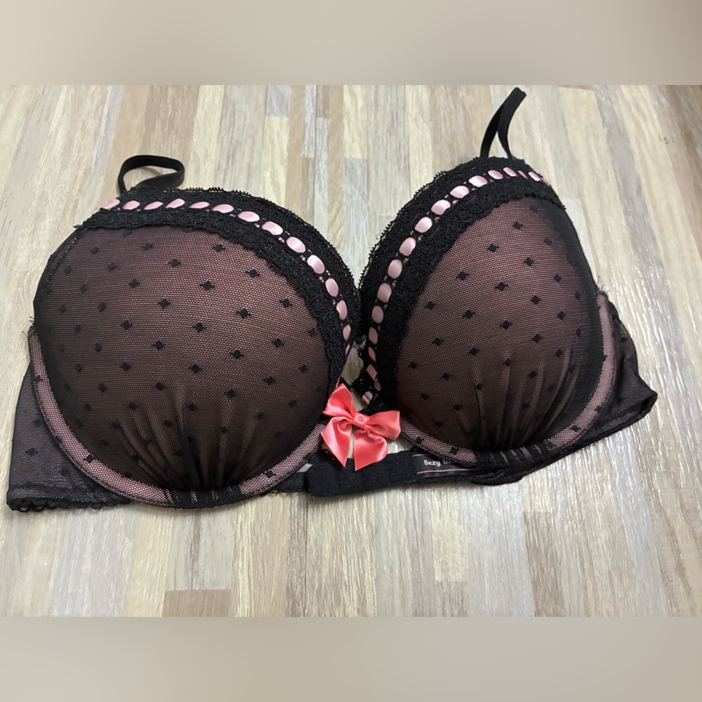 Victoria Secret  Black and Pink Polka Dot Bra